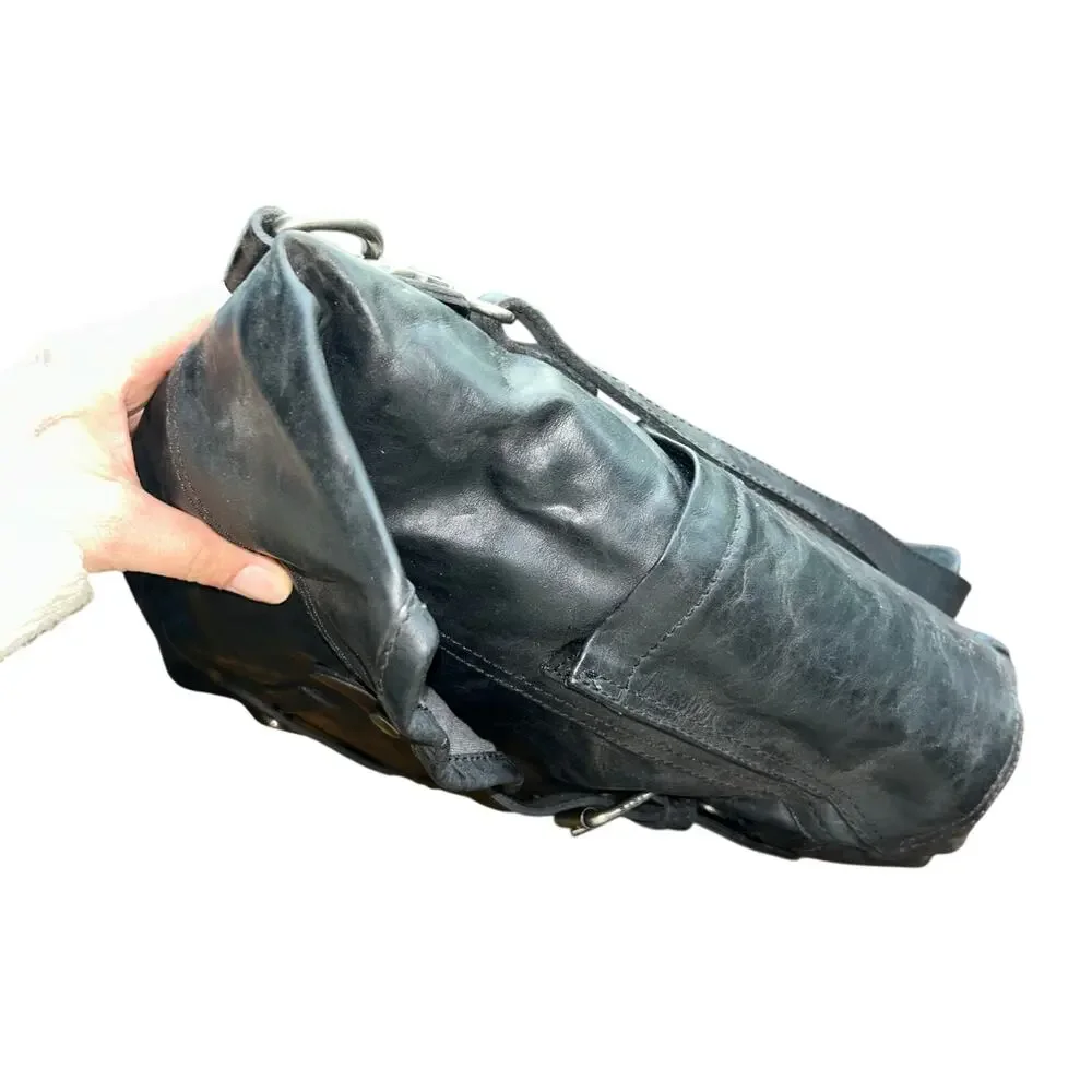 New Frye black leather messenger bag